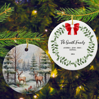Personalised Family Christmas Ornament, 2 Sided Ceramic Ornament