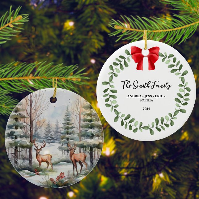 Personalised Family Christmas Ornament, 2 Sided Ceramic Ornament (Creator Uploaded)