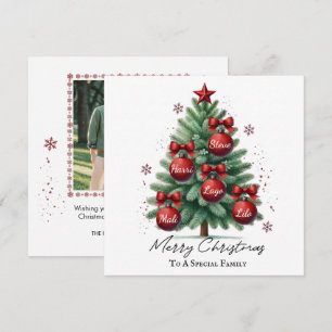 Personalised Family Christmas Photo Custom Names Holiday Card