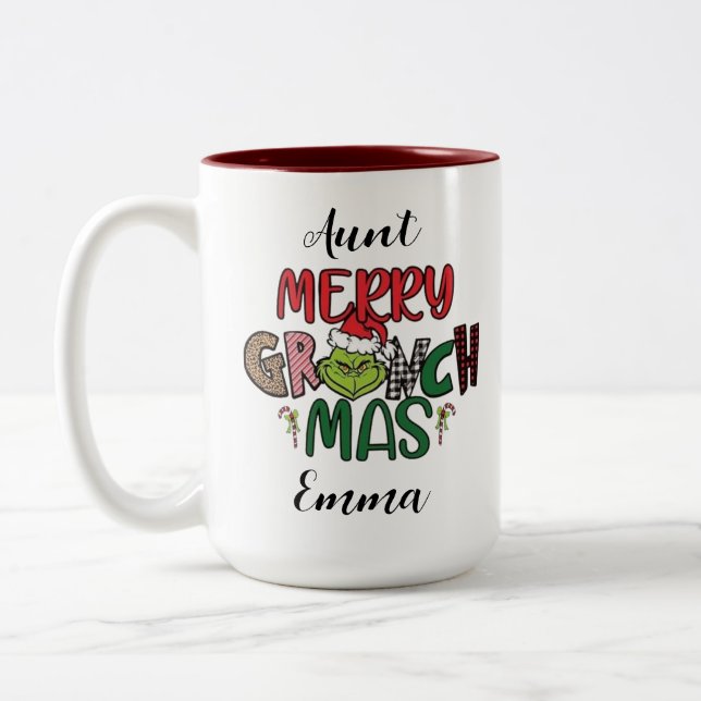 personalised family Christmas rate Two-Tone Coffee Mug (Left)