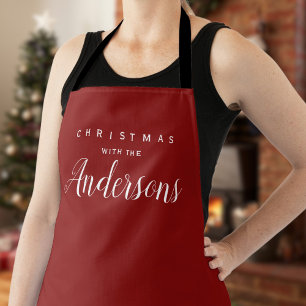 Personalised Family Christmas red elegant  Apron