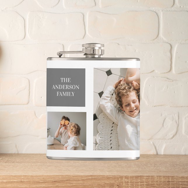  Personalised Family Collage Gift Hip Flask (Creator Uploaded)