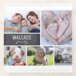 Personalised, Family, Collage of Photos Glass Coaster<br><div class="desc">An elegant coaster with your favourite family photos. Easily customise each image with your cherished memories.</div>