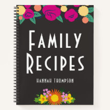Personalised Family CookBook Floral Blank Recipe
