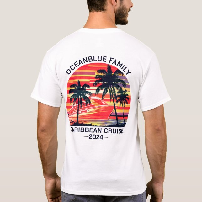 Personalised Family Cruise Vacation Matching Retro T-Shirt (Back)