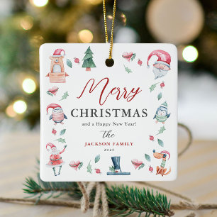 Personalised Family Cute Christmas Ceramic Ornament