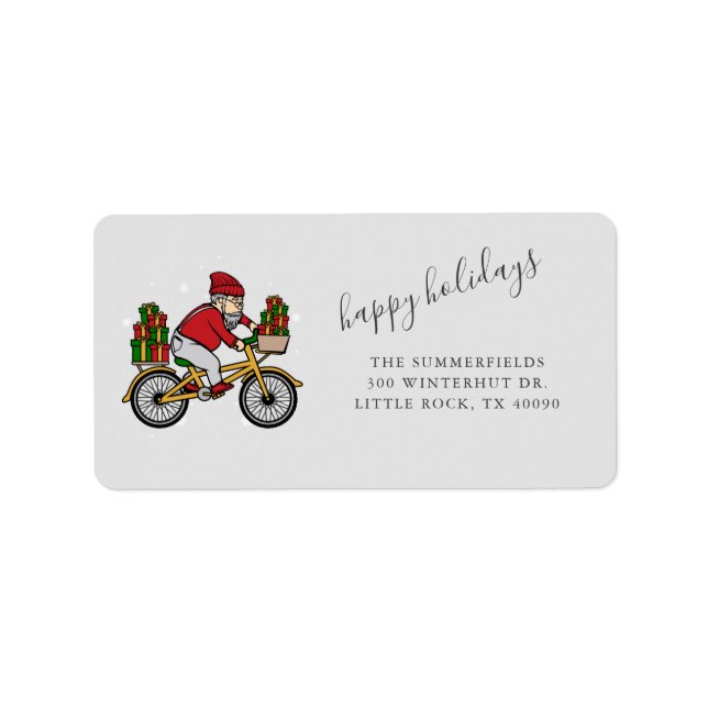 Personalised Family Cyclists Christmas Address Label (Front)