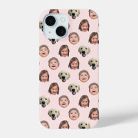 Personalised Family Face 3 Photos Light Pink