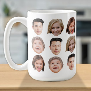 Personalised Family Face 4 Photos Cute Coffee Mug