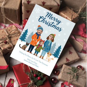 Personalised Family Faces Christmas Custom Photo Holiday Postcard
