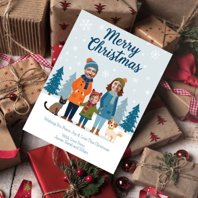 Personalised Family Faces Christmas Custom Photo Holiday Postcard (Creator Uploaded)
