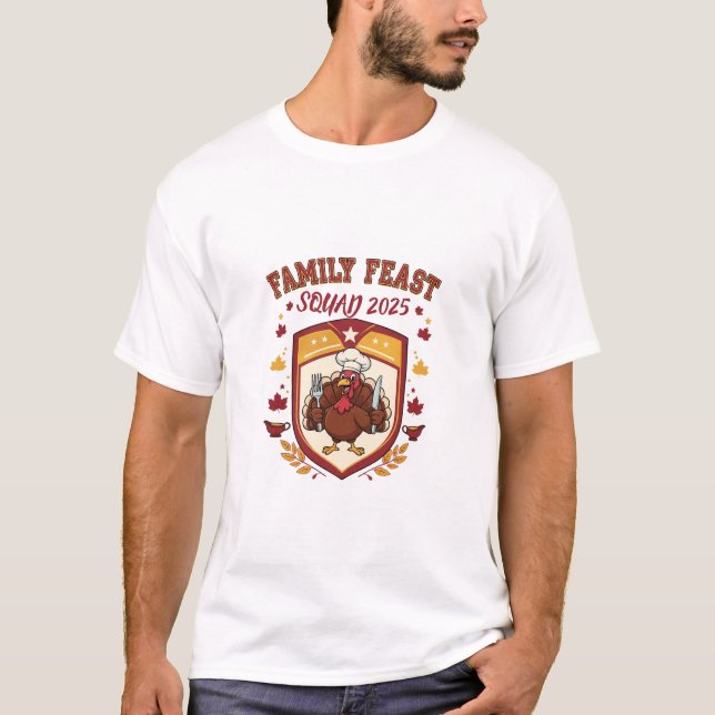 Personalised Family Feast Squad 2025 Thanksgiving  T-Shirt (Front)