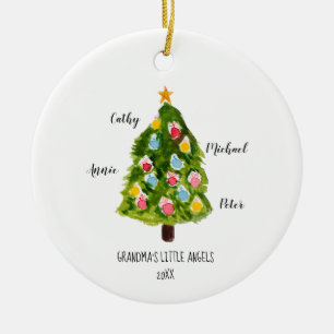 Personalised Family Grandchildren Christmas Tree Ceramic Ornament