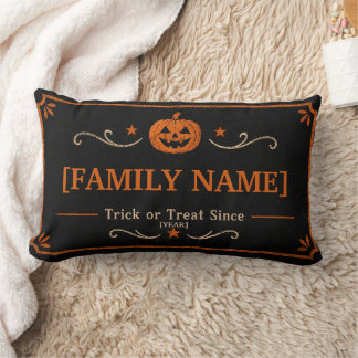 Personalised Family Halloween Welcome Lumbar Cushion