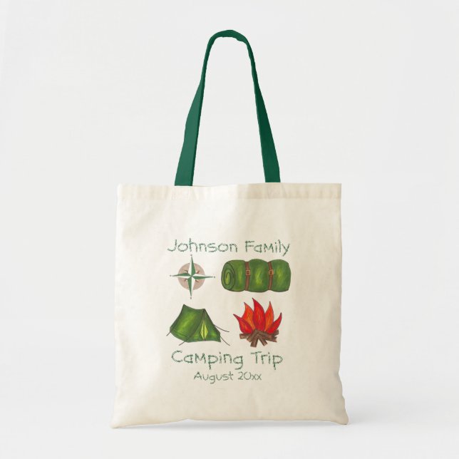Personalised Family Hike Camp Camping Trip Tote (Front)