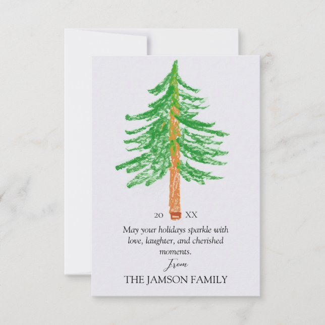 Personalised Family Holiday Card Christmas Tree (Front)