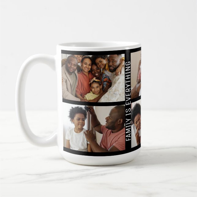 Personalised Family is Everything 6 Photo Collage Coffee Mug (Left)