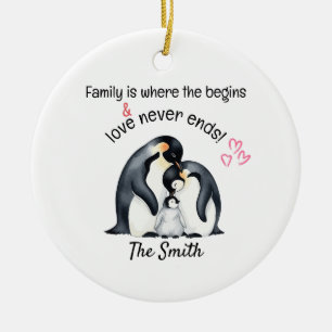 Personalised Family Is Where Love Never Ends Ceramic Ornament