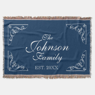 Personalised family last name blue throw blanket