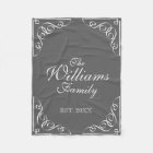 Personalised family last name grey fleece blanket