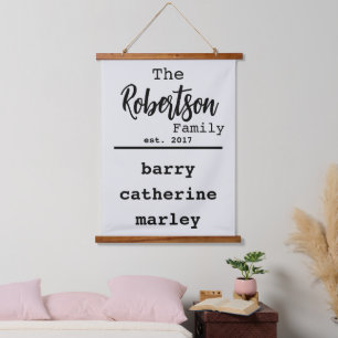 Personalised Family List of Names Typewriter Font Hanging Tapestry