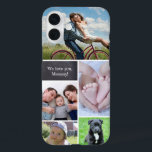 Personalised Family Memories Photo collage iPhone 16 Plus Case<br><div class="desc">Personalise this phone case for mum with her favourite photo. Fill the photo collage she can look at each day. Include photos of the kids,  pets,  spouse,  the whole family. Chalkboard block with customisable text "We love you mummy"</div>