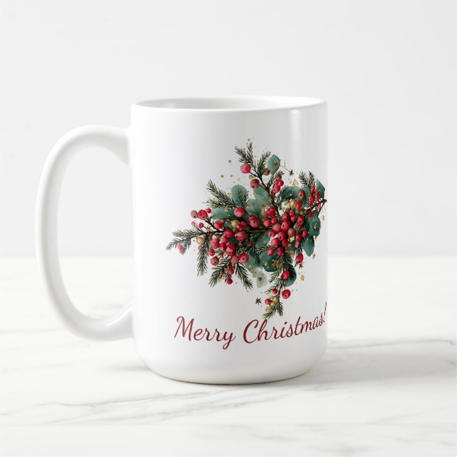 Personalised Family Merry Christmas Design Coffee Mug (Left)