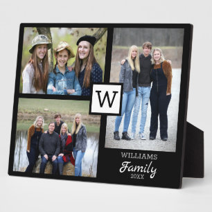 Personalised Family Monogram 3 Photo Collage Plaque