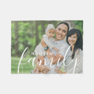 Personalised Family Monogram and Custom Photo Fleece Blanket