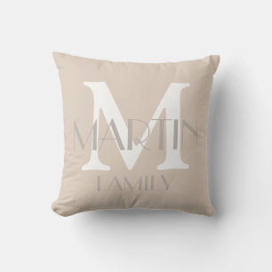 Personalised Family Monogram and Name Throw Pillow