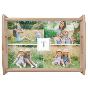 Personalised Family Monogram Initial Photo Collage Serving Tray