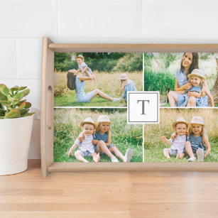 Personalised Family Monogram Initial Photo Collage Serving Tray