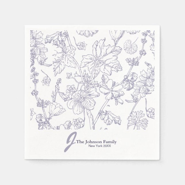 Personalised Family Monogram Name Elegant Script N Napkin (Front)