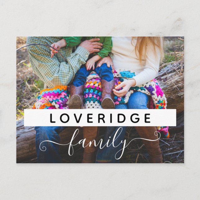 Personalised Family Monogram Surname Custom Photo Postcard (Front)