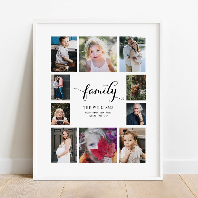 Personalised Family Name 10 Photo Collage Poster (Creator Uploaded)