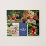 Personalised Family Name 4 Photos Collage Jigsaw Puzzle<br><div class="desc">Personalise with your four favourite family photos featuring your family name. Creating a unique photo collage,  memory and gift. A lovely keepsake to treasure! Designed by Thisisnotme©</div>