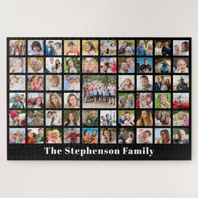 Personalised Family Name 57 Photo Collage Jigsaw Puzzle (Horizontal)