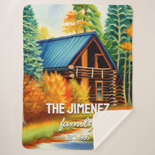 Personalised Family Name and Established Date Sherpa Blanket