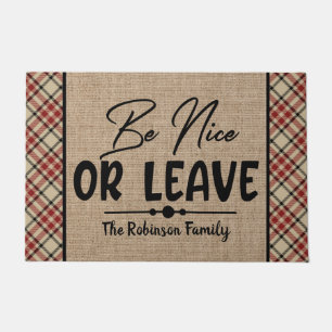 Personalised Family NAME Be Nice or Leave Welcome Doormat