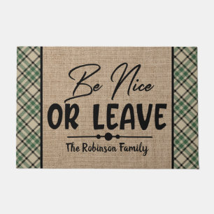 Personalised Family NAME Be Nice or Leave Welcome Doormat