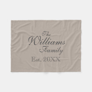 Personalised family name beige fleece blanket