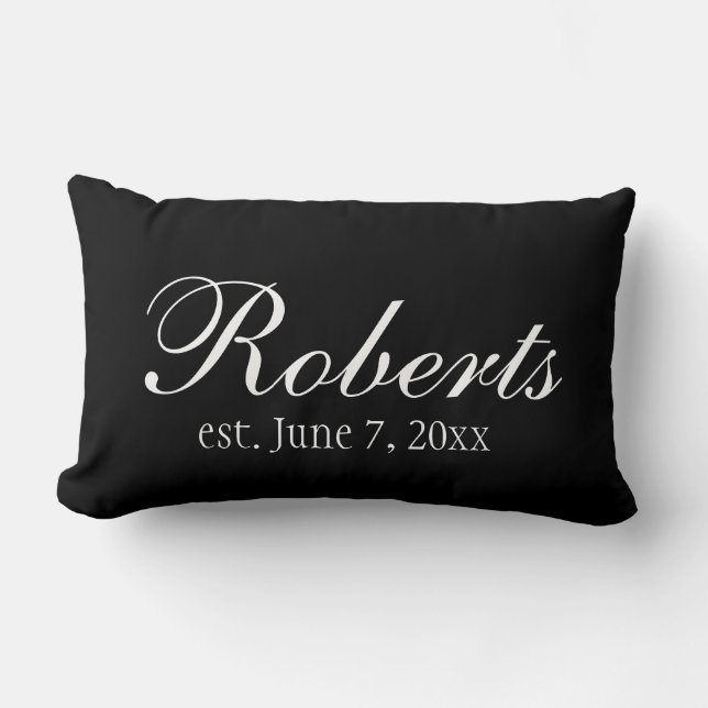 Personalised Family Name Black Toss Pillow (Front)