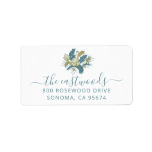 Personalised Family Name Blue Floral  Label
