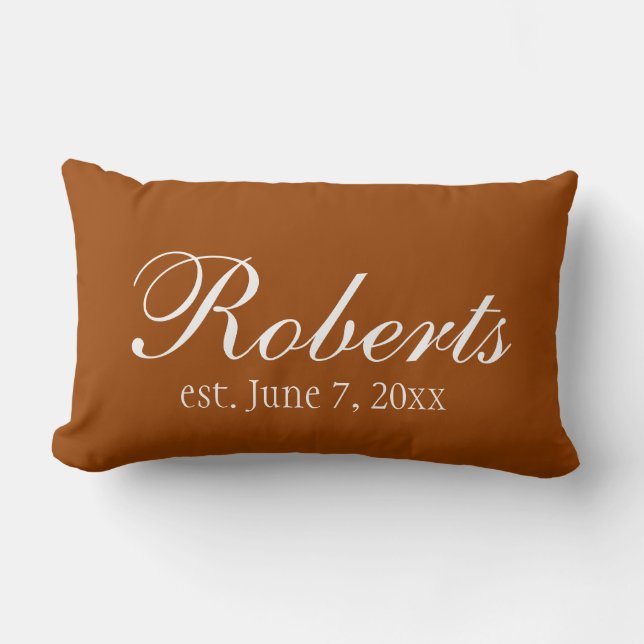 Personalised Family Name Burnt Orange Toss Pillow (Front)