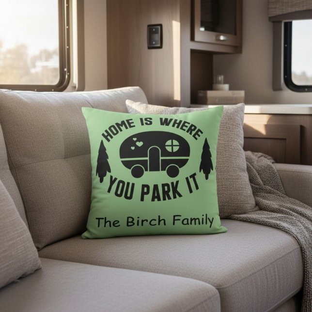 Personalised Family Name Camper Décor Cushion (Creator Uploaded)