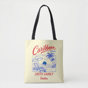 Personalised Family Name Caribbean Summer Vacation Tote Bag