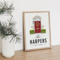 Personalised Family Name Christmas Door Print