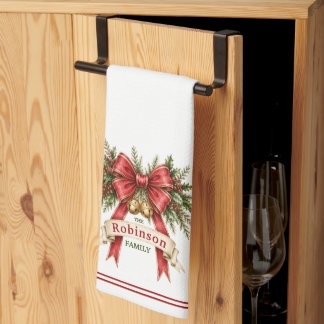 Personalised Family Name Christmas Kitchen Towel
