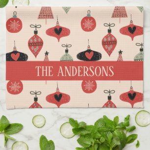 Personalised Family Name Christmas Pattern Tea Towel