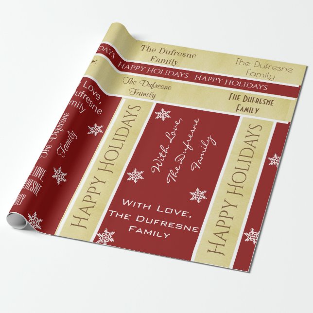 Personalised Family Name Christmas Wrapping Paper (Unrolled)